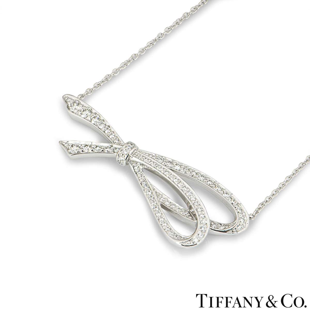 Tiffany & Co. 0.82 CTW Diamond 18 Karat White Gold Tiffany Bow